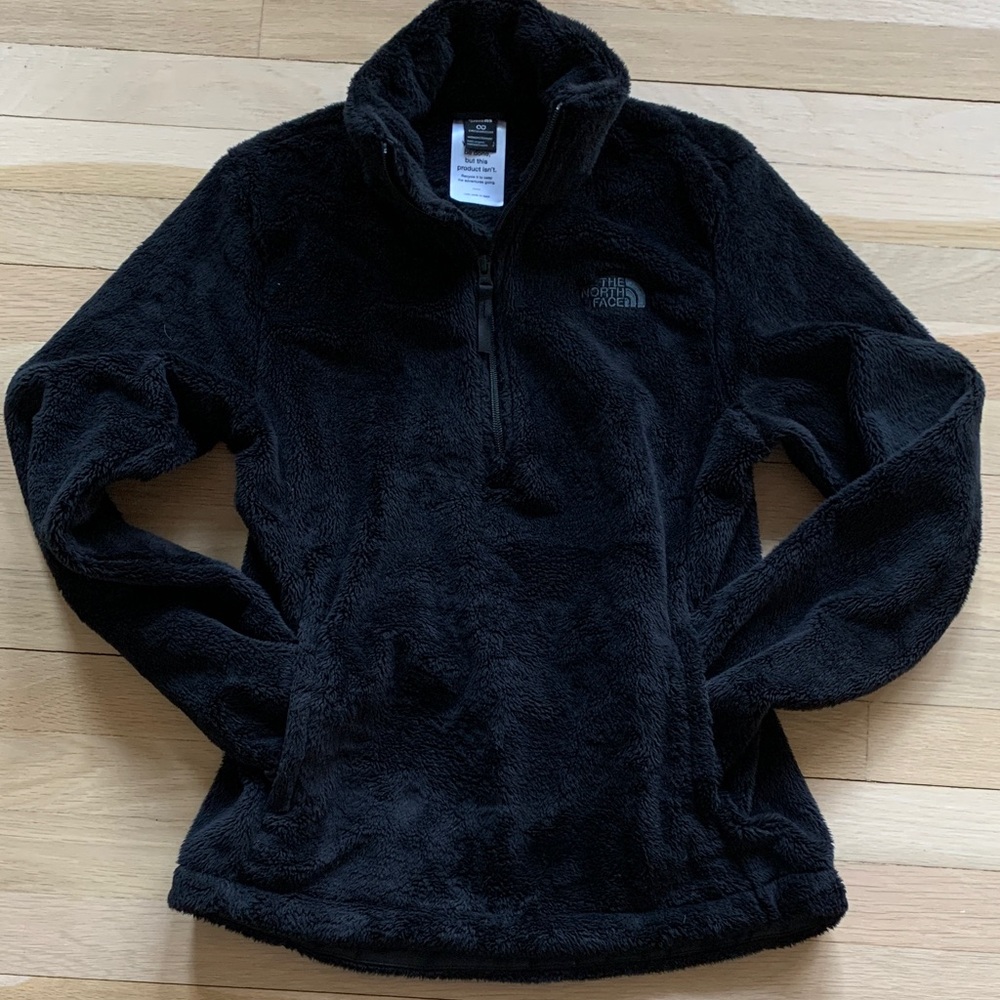 North Face Fleece -women’s Black Fuzzy 1/4 zip Jacket- excellent condition!